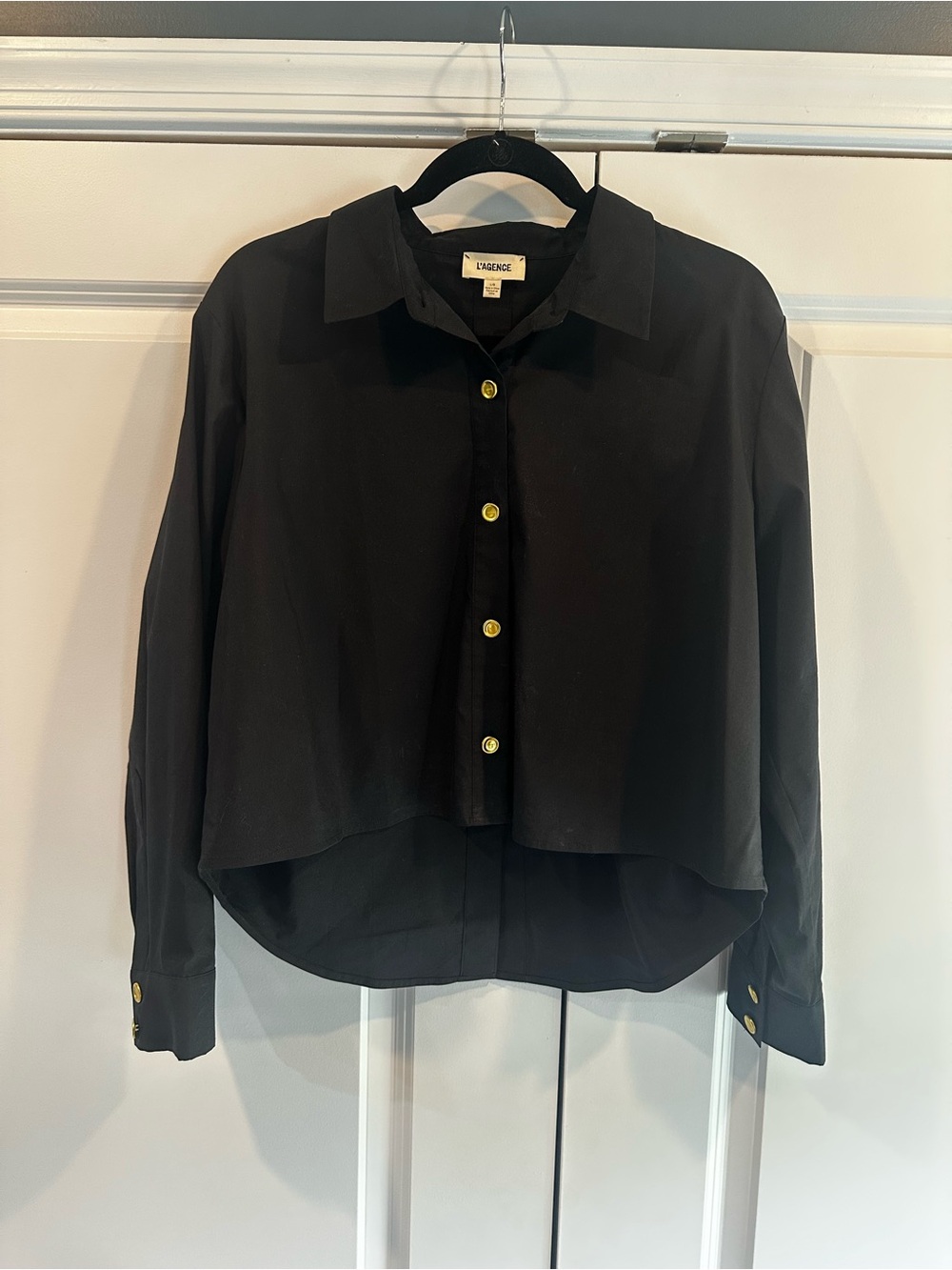 L’AGENCE Cosette Shirt with Gold Buttons - Picture 1 of 16